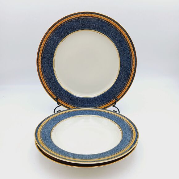 Set 3 MIKASA Grande IVORY Imperial Lapis Vtg Japon L2826 1 Dinner 2 Soup Plates - Picture 3 of 7